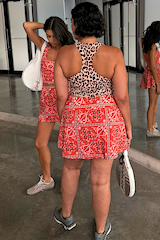 Red Paisley Leopard Sports Top