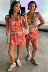 Red Paisley Leopard Sports Top