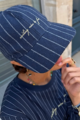 Navy Pinstripe Cap