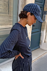 Navy Pinstripe Cap
