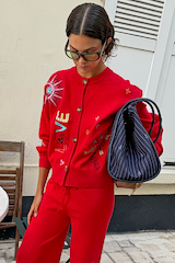 Navy Pinstripe Shopper Bag