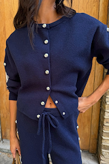 Navy Studded Cardigan
