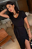 Thumbnail for Black Jesse Jersey Wrap Dress featuring short cuffed sleeves and an adjustable wrap tie waist for versatile styling.