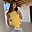 Lemon Ribbed Tank in yellow stretch fabric, styled with jeans and a colourful patterned wrap.
