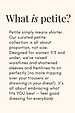 Graphic defining NFD petite as shorter proportions for women 5’3 and under to ensure feel good dressing for everybody.