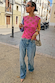 Pink Mix Tile Long Sleeve Mesh Top