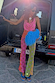 Pink Mix Tile Mesh Flare Trousers