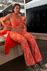 Red Paisley Wide Leg Legging