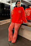 Thumbnail for Red Paisley Wide Leg Legging