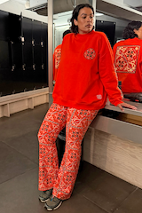 Red Paisley Wide Leg Legging