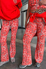 Red Paisley Wide Leg Legging