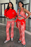 Thumbnail for Red Paisley Wide Leg Legging