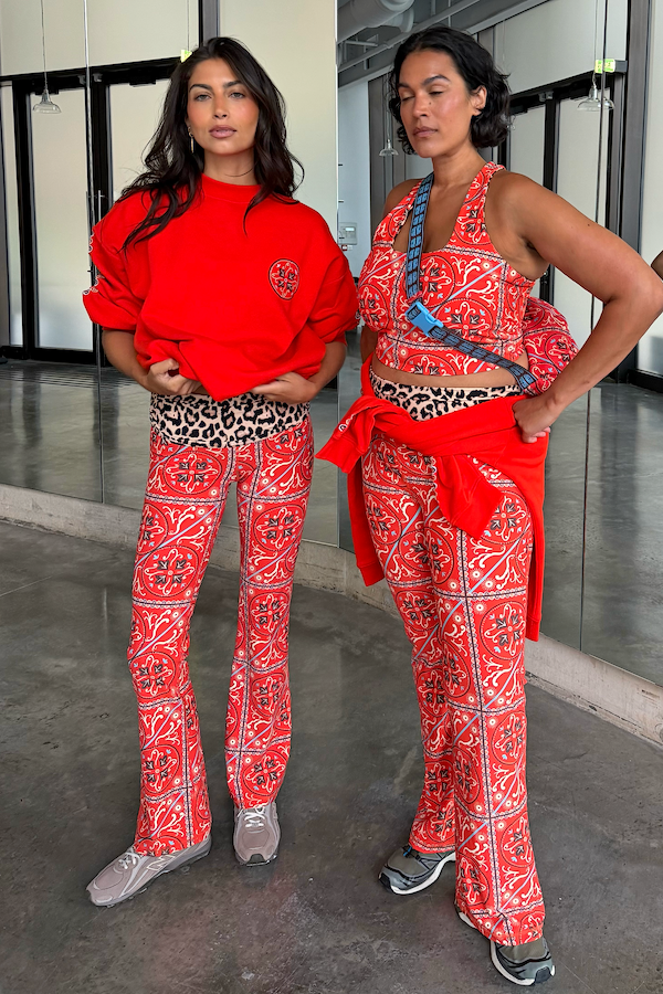 Red Paisley Wide Leg Legging