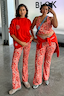 Red Paisley Wide Leg Legging