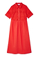 Thumbnail for Red Palm Broderie Hayley Dress made from cotton with a button-up front and palm-patterned detailing.