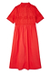 Red Palm Broderie Hayley Dress in cotton with short sleeves and palm patterns, viewed from the back.