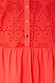 Red Palm Broderie Hayley Dress in cotton with palm tree patterns, a button-up front, and gathered waist.