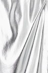 Close-up of metallic silver vegan leather fabric on the iconic Jaspre wrap skirt.