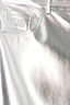 Silver Vegan Leather Trouser detail with an embroidered NFD logo on the front pocket.