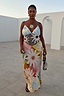 Thumbnail for Abstract Soleil Emilia Dress featuring a pastel sun print and panel detailing, perfect for wedding guest dressing.