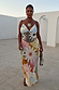 Petite Abstract Soleil Emilia Dress with pastel sun motifs and panelled viscose fabric in a maxi length.