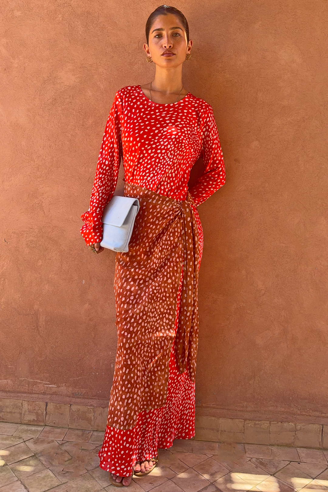 Spliced Deer Wrap Maxi Dress