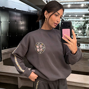 Charcoal Grey Embroidery Elements Sweatshirt