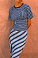 Blue Stripe Bra Baby T-Shirt featuring a detachable bra overlay and matching striped skirt co-ord.