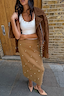 Thumbnail for Tan Stud Knit Skirt