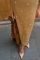 Tan Stud Knit Skirt