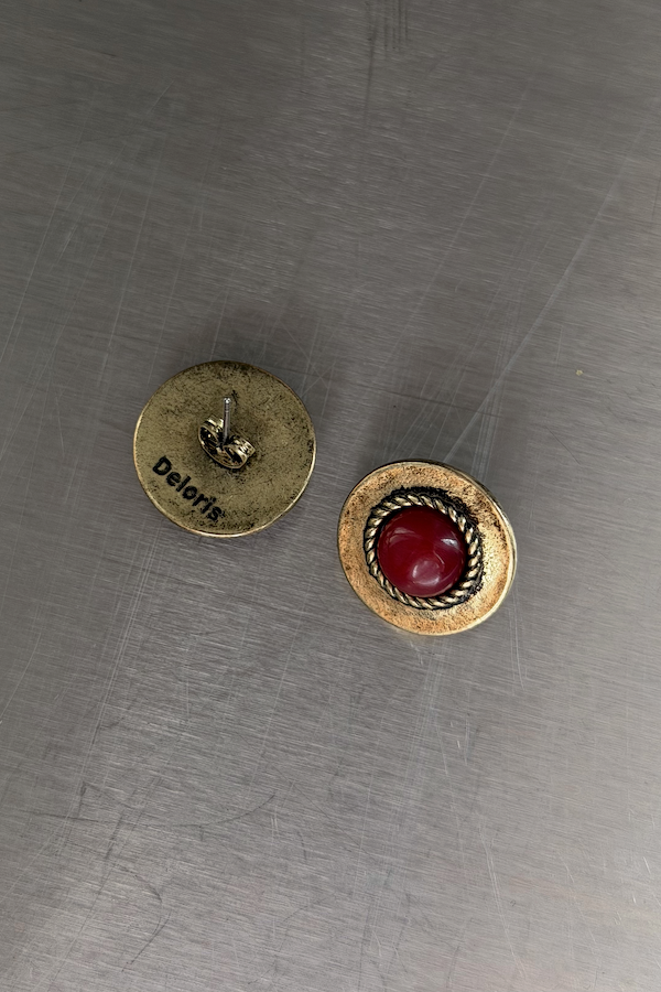 Deloris Red Circle Earrings