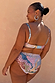 Morocco High Waist Brief in a celestial patchwork print with sun-washed tones, featuring a high-rise fit for curve fashion.