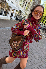 Red Tile Zip Up Cardigan