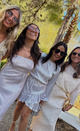 our models in our silver plisse and cream plisse dresses for our wedding shoot 