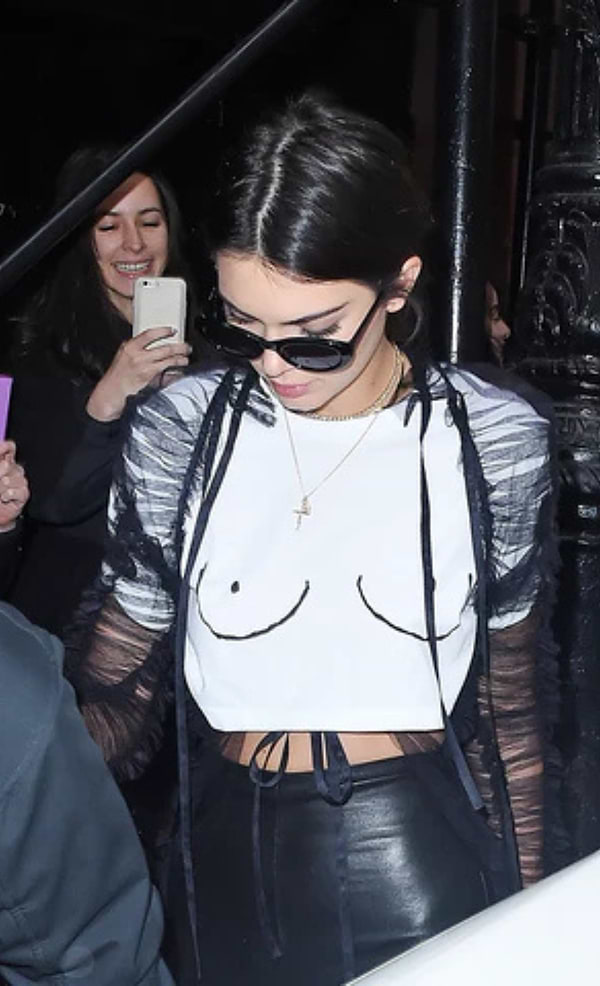 kylie jenner wearing our iconic boob t-shirt 