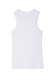 White Ribbed Tank back view featuring a tonal embroidered NFD logo on stretch ribbed fabric.