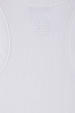 White Ribbed Tank featuring a tonal embroidered NFD logo on soft stretch ribbed fabric.