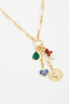 Thumbnail for Gold Plated Balearic Sun Cluster Necklace with chunky links and charms including a sun, evil eye heart and pearl.
