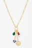 Gold Plated Balearic Sun Cluster Necklace with iconic NFD charms and a freshwater pearl on a chunky link chain.