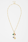 Gold Plated Balearic Sun Cluster Necklace with chunky links and iconic NFD charms including a sun and pearl.