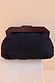 Black Beaded Mirror Bag featuring intricate glass beadwork and a dark brown wooden handle.