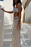 Thumbnail for Blue Dreamer beach trousers with a celestial star print and tassel ties, designed in London for vacation styling.