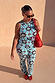 Blue Sun Tank Top with hand-painted sun and swirl motifs, styled as a matching jersey co-ord set.