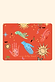 Never Fully Dressed e-voucher featuring colourful palmistry hands and celestial motifs on a bright red background.