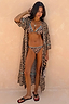 Thumbnail for Iconic leopard print viscose longline kimono with blue whipstitch and palm motifs, designed in London for poolside wear.