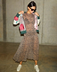 Leopard Lucia Sheer Dress in the iconic print, styled with a colourful bomber jacket and chunky white trainers.