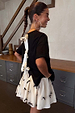 Black Bow Mini Monika Skirt in white pleated tulle mesh with tiny black bow embellishments.