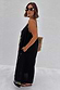 Thumbnail for Black Rio Maxi Dress with hand-painted tropical motifs and side pockets, designed in-house for inclusive sizing.