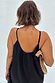 Thumbnail for Black Rio Maxi Dress featuring a gathered scoop back and adjustable spaghetti straps, styled with a gold necklace.