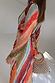 Sunset Stripe Mesh Midi Dress with multicoloured stripes, metallic gold dots and a side tie waist detail.